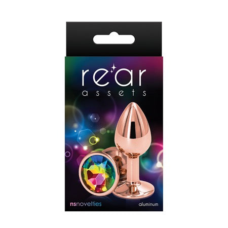 Rear Assets Rose Gold Anal Plug Small Rainbow