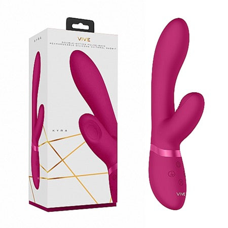 VIVE KYRA Rechargeable Pulse-Wave Silicone Rabbit Vibrator Pink - Pinkfoxxx