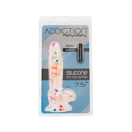 Addiction Silicone Toy Collection Party Marty 7.5 in. Dildo Frost Confetti - Pinkfoxxx