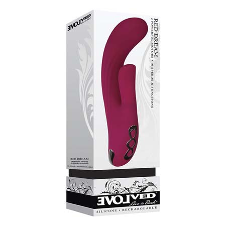 Evolved Red Dream Rechargeable Silicone Dual Stimulator - Pinkfoxxx