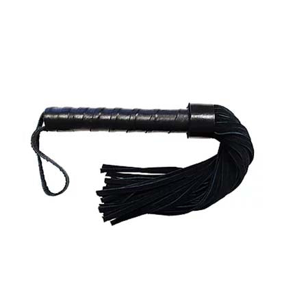 Short Suede Flogger with Leather Handle - BLACK - Pinkfoxxx