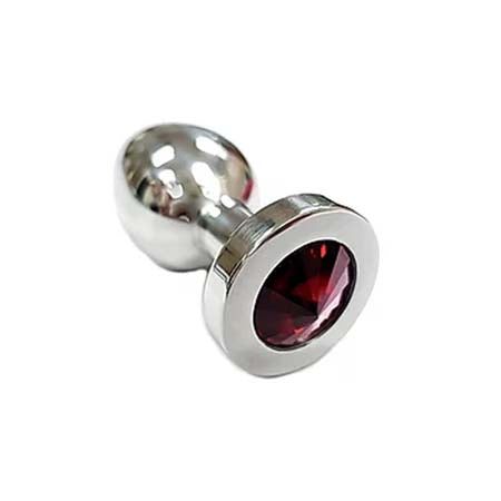 Stainless Steel  Smooth Medium Butt Plug- Red Crystal - Pinkfoxxx