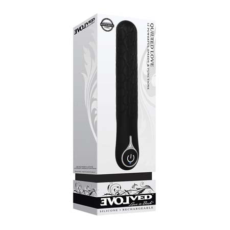 Evolved Quilted Love Rechargeable Textured Silicone Sli mline Vibrator Black - Pinkfoxxx