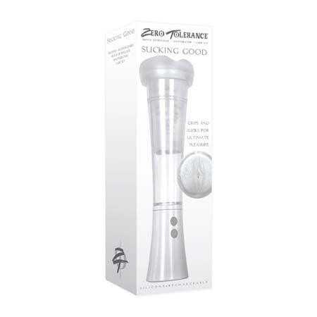 Zero Tolerance Sucking Good Rechargeable Vibrating Vacuum Pump Stroker Clear/White - Pinkfoxxx