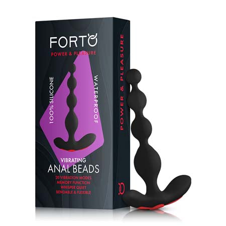 Forto Vibrating Anal Beads Rechargeable Silicone Plug Black - Pinkfoxxx