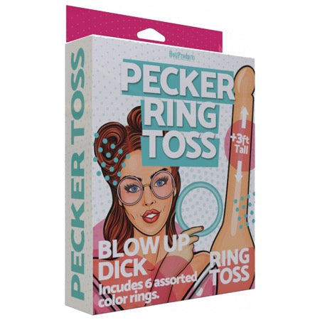 Inflatable Pecker Ring Toss - 3'. 6 Assorted Color Rings Included. - Pinkfoxxx