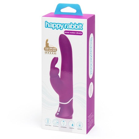 Happy Rabbit Power Motion Rechargeable Silicone Rabbit Vibrator Purple - Pinkfoxxx