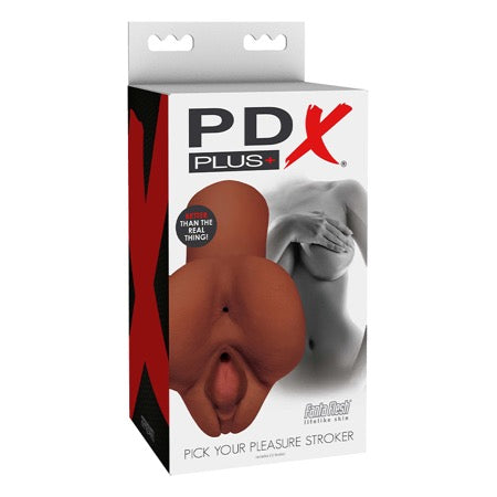PDX Plus Pick Your Pleasure Dual Entry Stroker Brown