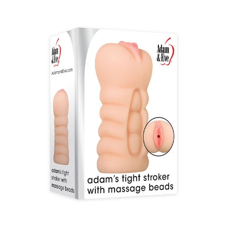 Adam & Eve Adam's Tight Stroker With Massage Beads Vagina Masturbator Sleeve Beige - Pinkfoxxx