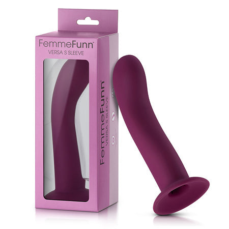 FemmeFunn Versa S Sleeve Curved Silicone Sleeve with Suction Cup Dark Fuchsia - Pinkfoxxx