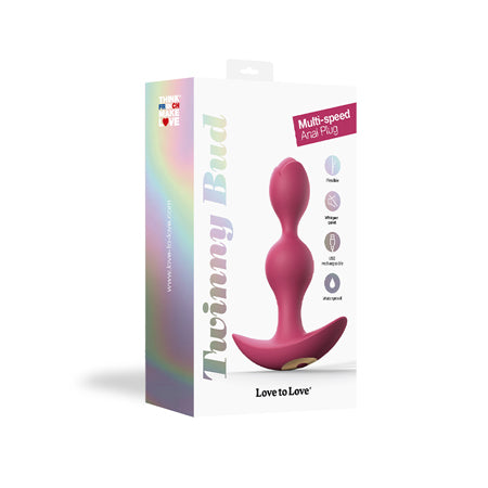 Love to Love Twinny Bud Rechargeable Silicone Multi-Speed Vibrating Anal Plug Plum