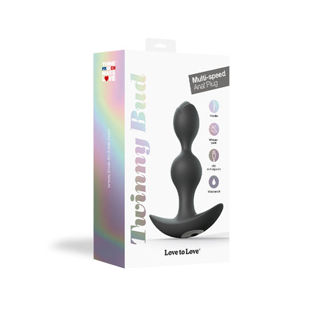 Love to Love Twinny Bud Rechargeable Silicone Multi-Speed Vibrating Anal Plug Black