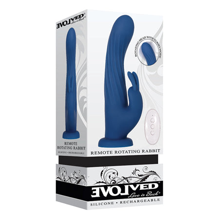 Evolved Rechargeable Remote-Controlled Rotating Silicone Rabbit Vibrator Blue - Pinkfoxxx