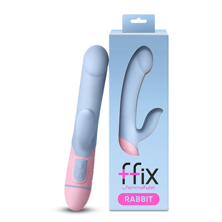FemmeFunn FFIX Rabbit Waterproof Silicone Dual Stimulation G-Spot Vibrator Light Blue