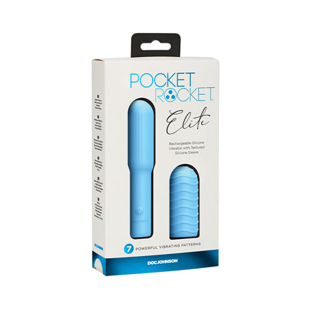 Pocket Rocket Elite Rechargeable Bullet With Removable Sleeve Sky Blue