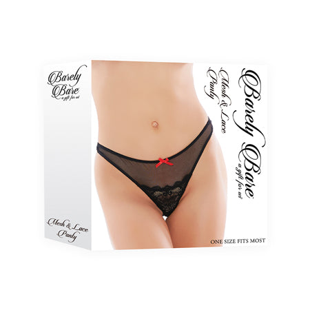 Barely Bare Mesh & Lace Panty Black O/S - Pinkfoxxx