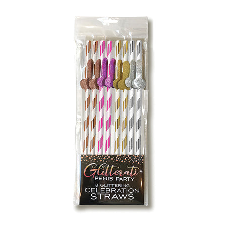 Glitterati Penis Party Tall Celebration Straws 8-Pack - Pinkfoxxx