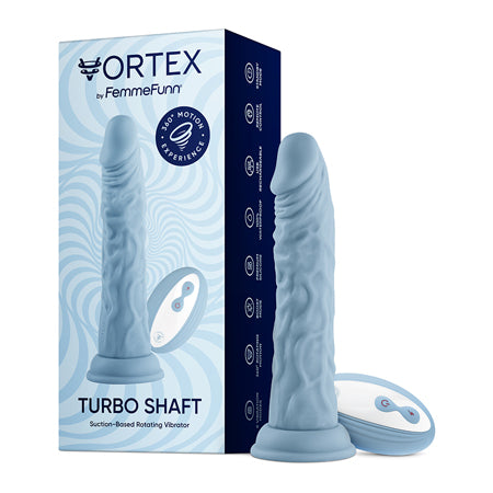 FemmeFunn Vortex Turbo Shaft 2.0 Rechargeable Remote-Controlled 8 in. Silicone Vibrating Rotating Dildo with Suction Cup