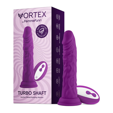 FemmeFunn Vortex Turbo Shaft 2.0 Rechargeable Remote-Controlled 8 in. Silicone Vibrating Rotating Dildo with Suction Cup