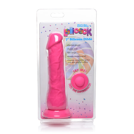 Curve Toys Lollicock 7 in. Silicone Dildo with Suction Cup Cherry - Pinkfoxxx