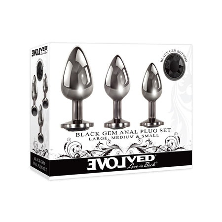 Evolved Black Gem Anal Plug 3-Piece Set - Pinkfoxxx