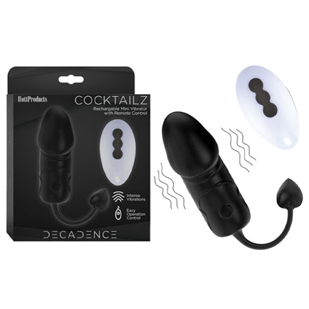 Decadence Cocktailz Vibrating Penis Shape Egg With Warming Element Remote Control Black - Pinkfoxxx