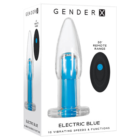 Gender X Electric Blue Rechargeable Remote-Controlled Vibrating Anal Plug Clear/Blue - Pinkfoxxx