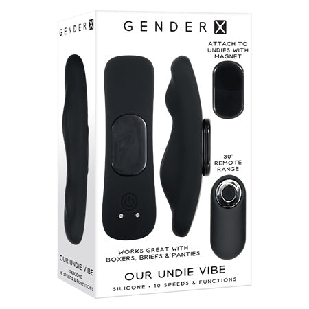 Gender X Our Undie Vibe Rechargeable Remote-Controlled Magnetic Silicone Underwear Vibrator Black - Pinkfoxxx