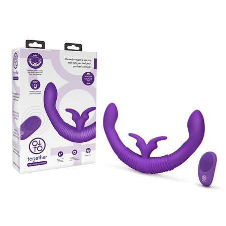 Together Couples Toy with Echo Function Rechargeable Remote-Controlled Silicone Dual Ended Rabbit Vibrator Purple - Pinkfoxxx