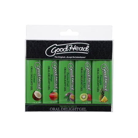GoodHead Oral Delight Gel Tropical Fruits 5 Pack 1 oz. Pineapple, Passion Fruit, Mango, Coconut, Strawberry Kiwi