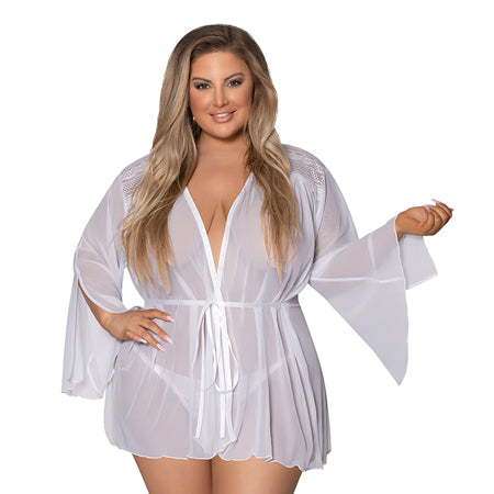 Magic Silk Modern Romance Short Robe White Queen Size - Pinkfoxxx