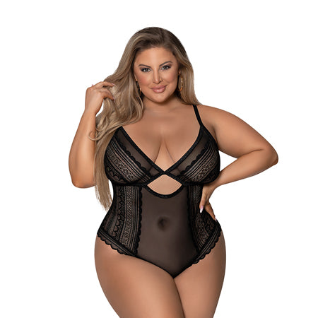 Magic Silk Modern Romance Cheeky Teddy Black Queen Size - Pinkfoxxx