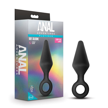 Blush Anal Adventures Platinum Silicone Loop Plug Large Black - Pinkfoxxx