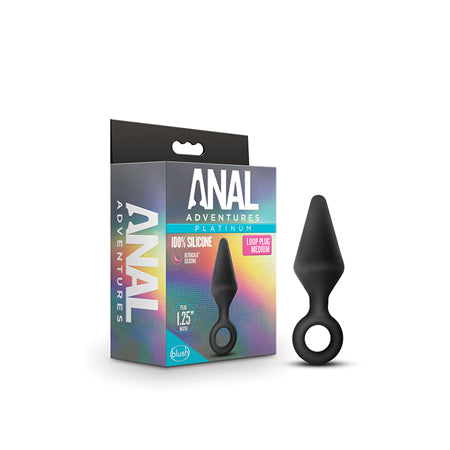 Blush Anal Adventures Platinum Silicone Loop Plug Medium Black - Pinkfoxxx