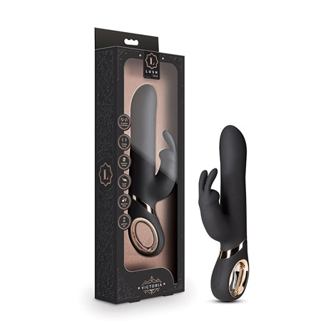 Blush Lush Victoria Rechargeable Silicone Rabbit Vibrator Black - Pinkfoxxx