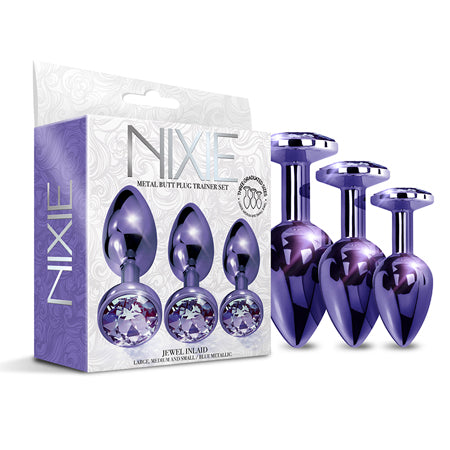 Nixie Metal Butt Plug Trainer Set 3-Piece Purple Metallic - Pinkfoxxx