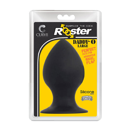 Curve Toys Rooster Daddy-O Large Silicone Anal Plug with Suction Cup Black - Pinkfoxxx