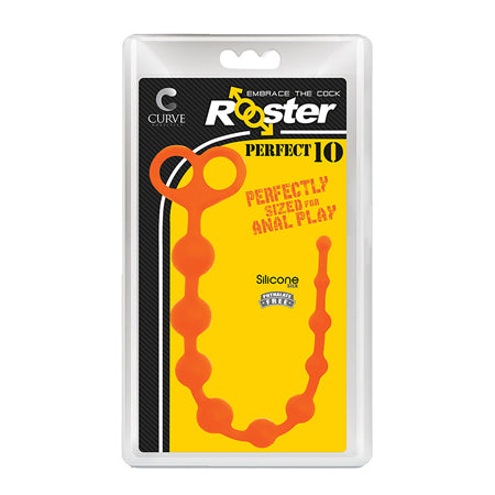 Curve Toys Rooster Perfect 10 Silicone Anal Beads Orange - Pinkfoxxx