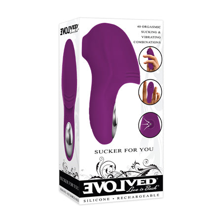 Evolved Sucker For You Rechargeable Silicone Suction Finger Vibrator Purple - Pinkfoxxx