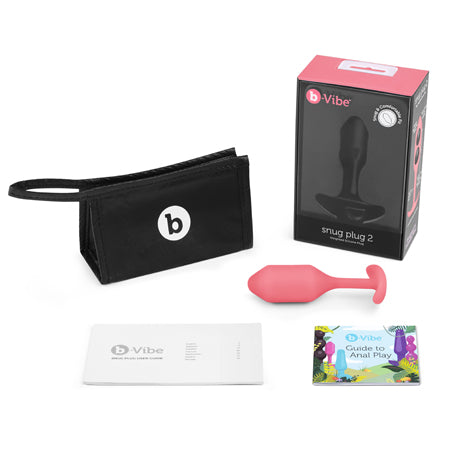 b-Vibe Snug Plug 2 Weighted Silicone Anal Plug Coral - Pinkfoxxx