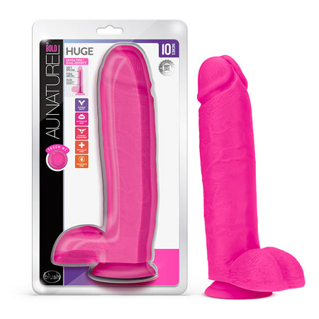Blush Au Naturel Bold Huge 10 in. Posable Dual Density Dildo with Balls & Suction Cup Pink