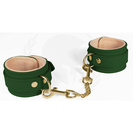 Spartacus Green PU Wrist Cuffs With Plush Lining - Pinkfoxxx