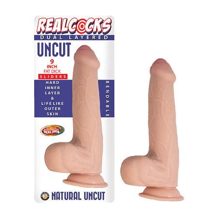 Realcocks Dual Layered Uncut Slider Fat Dick 9 in.