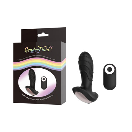 Gender Fluid Buzz Rechargeable Remote-Controlled Silicone Anal Vibrator Black - Pinkfoxxx