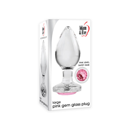 Adam & Eve Glass Anal Plug With Pink Gemstone Base Large - Pinkfoxxx