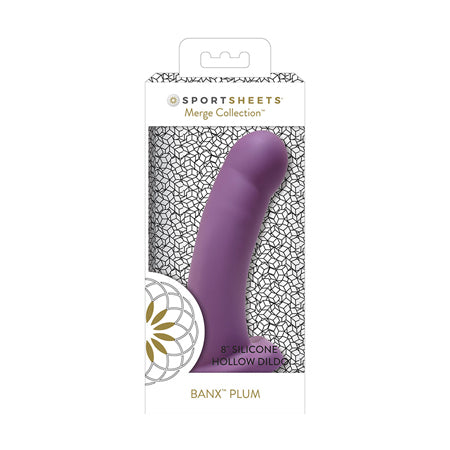 Sportsheets Merge Collection Banx 8 in. Silicone Hollow Dildo Plum - Pinkfoxxx