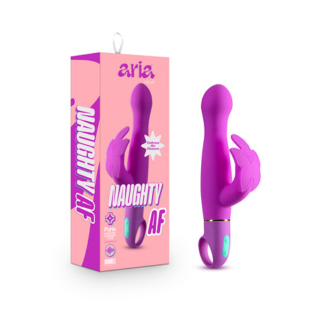 Aria Naughty AF Silicone Dual Stimulation Vibrator Plum - Pinkfoxxx