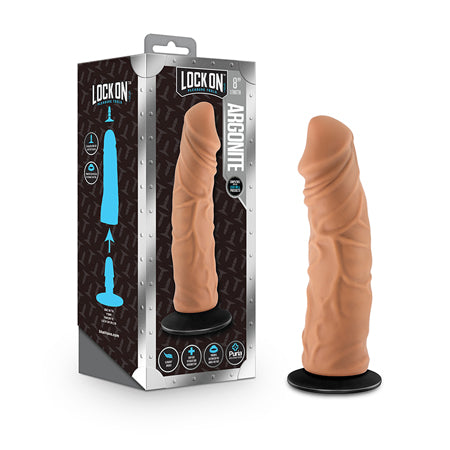 Blush Lock On Argonite Realistic 8 in. Silicone Dildo with Suction Cup Adapter Tan - Pinkfoxxx