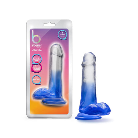 Blush B Yours Stella Blue 6 in. Dildo with Balls & Suction Cup Blue - Pinkfoxxx