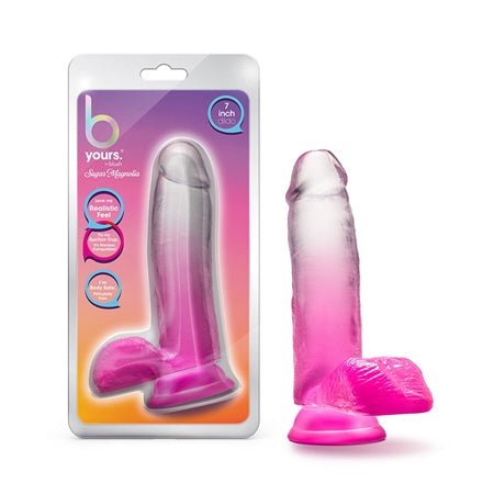 Blush B Yours Sugar Magnolia 7 in. Dildo with Balls & Suction Cup Fuchsia - Pinkfoxxx